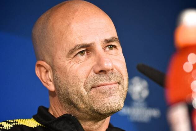 Borussia Dortmund Presser Borussia Dortmund manager Peter Bosz during a press conference PK Pressekonferenz at the Estadio Santiago Bernabeu, Madrid Content Not Available For UK Newspapers Copyright: xKristianxKanex FIL-11055-0005