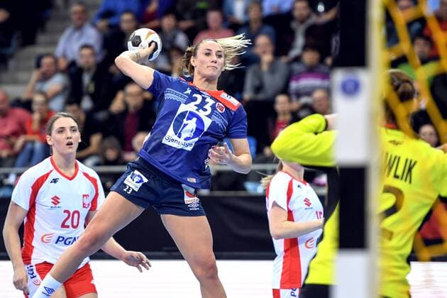 Handball, WM Damen, Norwegen - Polen 171205 Norges Camilla Herrem under matchen mellan Norge och Polen under handbolls-VM den 5 december 2017 i Bietigheim Bissingen. Copyright: CARLxSANDIN BB171205CS089