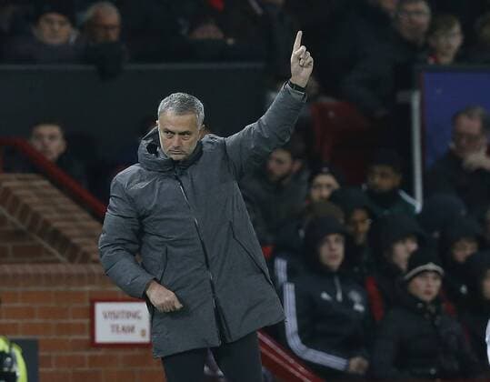 Jose Mourinho manager of Manchester United ManU gestures during the Champions League Group A match at the Old Trafford, Manchester. Picture date: December 5th 2017. Picture credit should read: Andrew Yates Sportimage EDITORIAL USE ONLY. No use with unauthorised audio, video, data, fixture lists, club league logos or live services. Online in-match use limited to 120 images, no video emulation. No use in betting, games or single club league player publications.