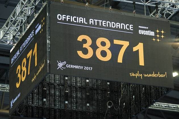 Handball-Weltmeisterschaft der Frauen; Vorrunde Gruppe D; Deutschland - Serbien (05.12.2017). Zuschauerzahl: 3871 Zuschauer beim Spiel GER - SRB in Leipzig. Leipzig Sachsen Deutschland