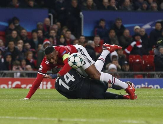 Luis Antonio Valencia of Manchester United ManU brought down by Kirill Nababkin of CSKA Moscow during the Champions League Group A match at the Old Trafford, Manchester. Picture date: December 5th 2017. Picture credit should read: Andrew Yates Sportimage EDITORIAL USE ONLY. No use with unauthorised audio, video, data, fixture lists, club league logos or live services. Online in-match use limited to 120 images, no video emulation. No use in betting, games or single club league player publications.