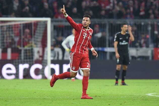 Fußball Champions League Gruppenphase 6. Spieltag FC Bayern München - Paris Saint-Germain am 05.12.2017 in der Allianz Arena in München Torjubel zum 2:0 durch Corentin Tolisso ( München )