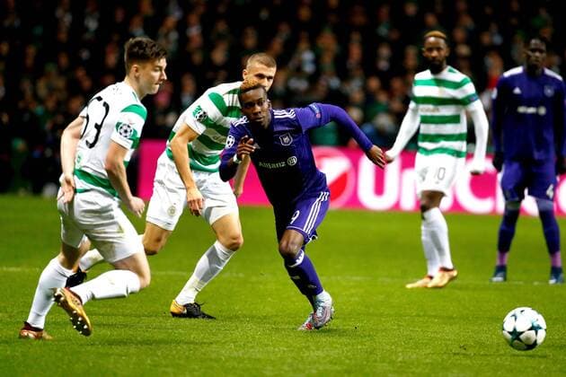 GLASGOW,SCOTLAND - DECEMBER 05 :Henry Onyekuru forward of RSC Anderlecht during the Champions League Group B match between Celtic FC and Rsc Anderlecht on December 05, 2017 in Glasgow, Scotland, 5 12 2017 FOOTBALL : Celtic Glasgow vs Anderlecht - Ligue Des Champions - 05 12 2017 PhotoNews Panoramic 