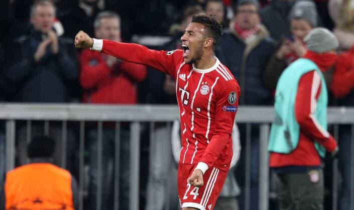 Fussball UEFA Champions League: FC Bayern Muenchen - Paris Saint-Germain am 05.12.2017 in der Allianz Arena, Gruppe B, Spieltag 6, Saison 2017 18, xmdx, 3-1 durch Corentin TOLISSO (24, FC Bayern Muenchen), torjubel FC Bayern Muenchen - Paris Saint Germain