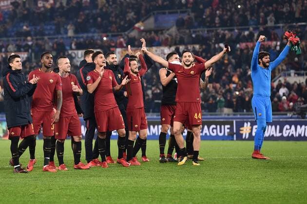 As Roma 05 12 2017 - Champions League Roma-Qarabag foto Antonello Sammarco Image nella foto: esultanza a fine gara Roma 