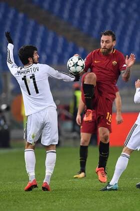 As Roma 05 12 2017 - Champions League Roma-Qarabag foto Antonello Sammarco Image nella foto: Daniele De Rossi-Mahir Madatov 