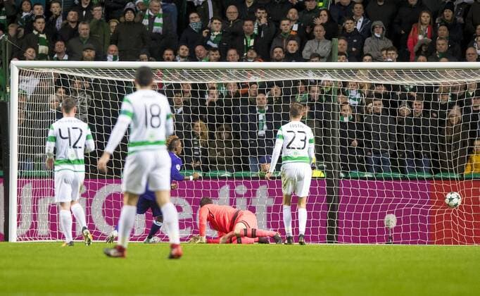 Anderlecht goal during the Champions League Group B match at the Celtic Park, Glasgow. Picture date: December 5th 2017. Picture credit should read: Craig Watson Sportimage EDITORIAL USE ONLY. No use with unauthorised audio, video, data, fixture lists, club league logos or live services. Online in-match use limited to 120 images, no video emulation. No use in betting, games or single club league player publications.