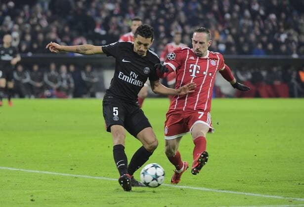 Ribery vs Marquinhos FOOTBALL : UEFA Champions League - Bayern de Munich vs PSG - 5 12 20178 MAO Panoramic 