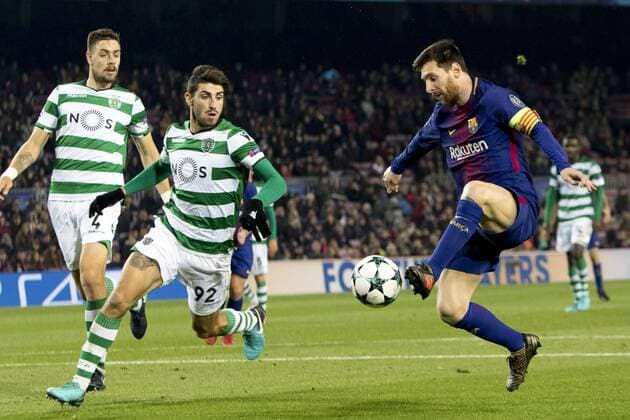 December 5, 2017 - Barcelona, Catalonia, Spain - Leo Messi during the UEFA Champions League match between FC Barcelona Barca and Sporting CP Lisboa at the Camp Nou Stadium in Barcelona, Catalonia, Spain on December 5,2017 FC Barcelona v Sporting CP - UEFA Champions League  - ZUMAn230 20171205_zaa_n230_494 Copyright: xMiquelxLlopx