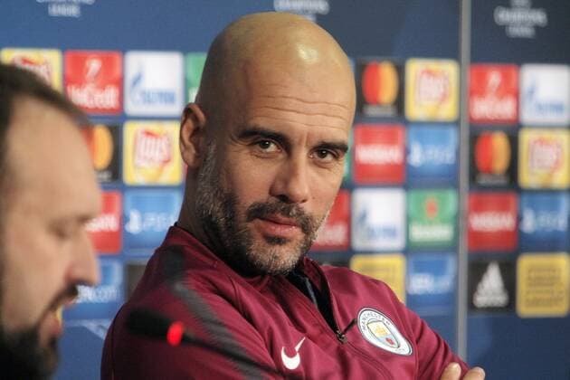 Head coach of Manchester City FC Josep Guardiola attends a pre-match news conference ahead of the UEFA Champions League Group F match against FC Shakhtar Donetsk, Kharkiv, northeastern Ukraine, December 5, 2017. Ukrinform. KHARKIV. Head coach of Manchester City FC Josep Guardiola has held a pre-match news conference ahead of the UEFA Champions League Group F match against FC Shakhtar Donetsk at Kharkiv s Metalist Stadium. The visitors also invited the press to an open training session. Manchester City to meet Shakhtar in Kharkiv  Copyright: xVyacheslavxMadiyevskyyx