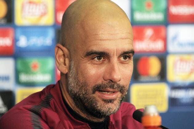 Head coach of Manchester City FC Josep Guardiola attends a pre-match news conference ahead of the UEFA Champions League Group F match against FC Shakhtar Donetsk, Kharkiv, northeastern Ukraine, December 5, 2017. Ukrinform. KHARKIV. Head coach of Manchester City FC Josep Guardiola has held a pre-match news conference ahead of the UEFA Champions League Group F match against FC Shakhtar Donetsk at Kharkiv s Metalist Stadium. The visitors also invited the press to an open training session. Manchester City to meet Shakhtar in Kharkiv  Copyright: xVyacheslavxMadiyevskyyx