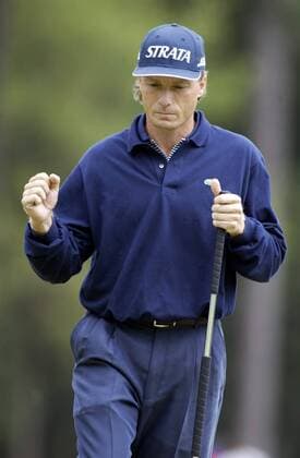 Bernhard Langer - Golf - The Masters Bernhard Langer jubelt - an den beiden ersten Löchern spielt Langer jeweils einen Birdie , Augusta Georgia U S A