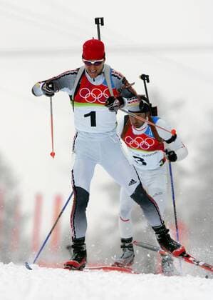 Michael Greis - Aktion - aufgenommen in San Sicario am 25.02.2006 - Biathlon - Olympische Spiele 2006 , San Sicario Italien