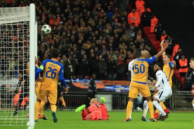 6th December 2017, Wembley Stadium, London England; UEFA Champions League football, Tottenham Hotspur versus Apoel Nicosia; Danny Rose of Tottenham Hotspur hits the bar  ActionPlus11959541