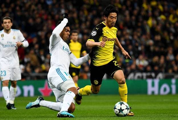 06.12.2017, xfux, Fussball Champions League, Real Madrid - Borussia Dortmund, emspor, v.l. Casemiro (Real Madrid), Shinji Kagawa (Borussia Dortmund) Madrid