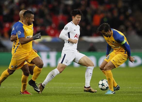 Son Heung-Min of Tottenham during the Champions League Group H match at Wembley Stadium, London. Picture date: December 6th 2017. Picture credit should read: David Klein Sportimage EDITORIAL USE ONLY. No use with unauthorised audio, video, data, fixture lists, club league logos or live services. Online in-match use limited to 120 images, no video emulation. No use in betting, games or single club league player publications.