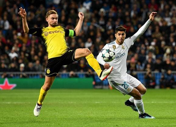 06.12.2017, xfux, Fussball Champions League, Real Madrid - Borussia Dortmund, emspor, v.l. Marcel Schmelzer (Borussia Dortmund), Marco Asenio (Real Madrid) Madrid