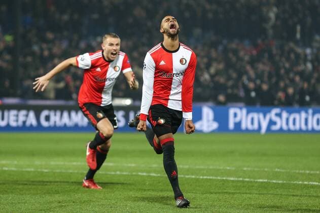(l-r) Sven van Beek of Feyenoord, Jeremiah St. Juste of Feyenoord during the UEFA Champions League group F match between Feyenoord Rotterdam and SSC Napoli at the Kuip on December 06, 2017 in Rotterdam, The Netherlands UEFA Champions League 2017 2018 xVIxVIxImagesx xTomxBodexMultimediaxIVx 9503060