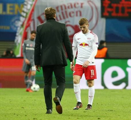 Trainer Ralph Hasenhüttl, Timo Werner enttäuscht nach Spielende Enttäuschung Fußball Fussball UEFA CL Championsleague Herren Saison 2017 2018 06.12.2017 RB Leipzig RBL vs. Besiktas Istanbul