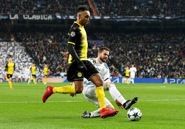 06.12.2017, xfux, Fussball Champions League, Real Madrid - Borussia Dortmund, emspor, v.l. Pierre-Emerick Aubameyang (Borussia Dortmund), Marcos Llorente (Real Madrid) Madrid