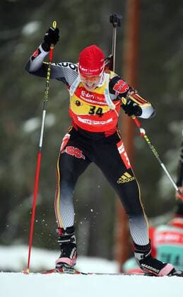 Kati Wilhelm - Aktion aufgenommen bei der Biathlon Weltmeisterschaft 2008 in Östersund Schweden , Östersund Schweden *** Kati Wilhelm action taken at the Biathlon World Championships 2008 in Östersund Sweden Ostersund Sweden