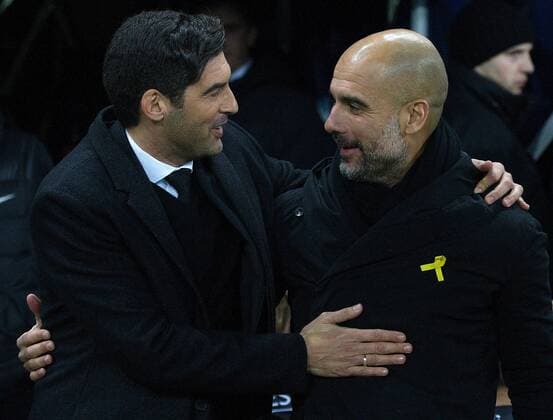 Head coach of FC Shakhtar Donetsk Paulo Fonseca (L) embraces head coach of Manchester City FC Josep Guardiola during the UEFA Champions League Group F match at the Metalist Stadium in Kharkiv, northeastern Ukraine, December 6, 2017. Ukrinform. KHARKIV. FC Shakhtar Donetsk has beaten Manchester City FC 2-1 in the UEFA Champions League Group F match at Kharkiv s Metalist Stadium. Pitmen?s midfielder Bernard and defender Ismaily put their team in the lead in the first half (26?, 32 respectively). The visitors managed to score in added time when Manchester City?s forward Sergio Aguero took a successful penalty kick. Thus, FC Shakhtar Donetsk secured the second place in Group F and put an end to a winning streak of Manchester City FC this season. To celebrate his team?s victory, coach Paulo Fonseca appeared at the post-match news conference dressed as Zorro. The Shakhtar manager fulfilled his promise he had made if the Ukrainian champions reached the knockout stage of the Champions League. Shakhtar defeats Manchester City in Kharkiv  Copyright: xDanilxShamkinx
