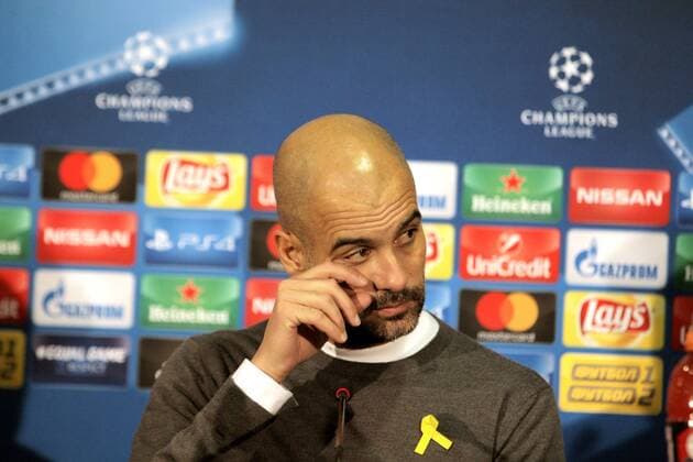 Head coach of Manchester City FC Josep Guardiola attends the post-match news conference after his team lost to FC Shakhtar Donetsk 2-1 in the UEFA Champions League Group F match, Kharkiv, northeastern Ukraine, December 7, 2017. Ukrinform. KHARKIV. FC Shakhtar Donetsk has beaten Manchester City FC 2-1 in the UEFA Champions League Group F match at Kharkiv s Metalist Stadium. Pitmen s midfielder Bernard and defender Ismaily put their team in the lead in the first half (26 , 32 respectively). The visitors managed to score in added time when Manchester City s forward Sergio Aguero took a successful penalty kick. Thus, FC Shakhtar Donetsk secured the second place in Group F and put an end to a winning streak of Manchester City FC this season. To celebrate his team s victory, coach Paulo Fonseca appeared at the post-match news conference dressed as Zorro. The Shakhtar manager fulfilled his promise he had made if the Ukrainian champions reached the knockout stage of the Champions League. Shakhtar defeats Manchester City in Kharkiv  Copyright: xVyacheslavxMadiyevskyyx