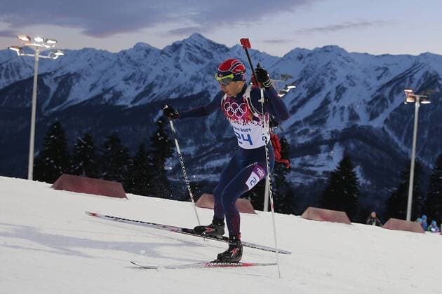 Olympische Spiele 2014 in Sochi Biathlon Men s 10 km Sprint Ole Einar Bjarndalen, Sochi Russia Russland