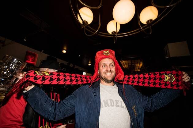 171207 Östersunds tillresta supportrar samlas pa puben Alt Berliner Biersalon och laddar upp inför fotbollsmatchen i Europa League mellan Hertha Berlin och Östersund den 7 december 2017 i Berlin. Copyright: PETTERxARVIDSON BB171207PA010