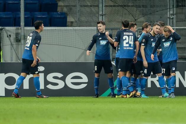 Sinsheim, Deutschland 07.12.2017, UEFA Europa League - 2017 18 Season, Gruppenphase - Gruppe C - 6. Spieltag, TSG 1899 Hoffenheim - PFC Ludogorets 1945 , Tor zum 1:0 Torschuetze Philipp Ochs (TSG)wird bejubelt ( DeFodi507