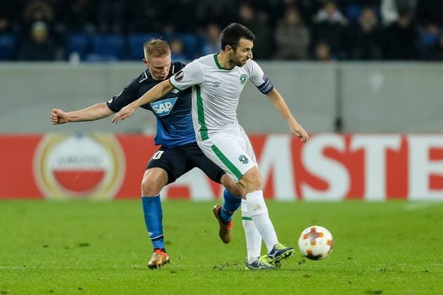 Sinsheim, Deutschland 07.12.2017, UEFA Europa League - 2017 18 Season, Gruppenphase - Gruppe C - 6. Spieltag, TSG 1899 Hoffenheim - PFC Ludogorets 1945 , Philipp Ochs (TSG) und Svetoslav Dyakov (Ludogorets) im Zweikampf ( DeFodi507
