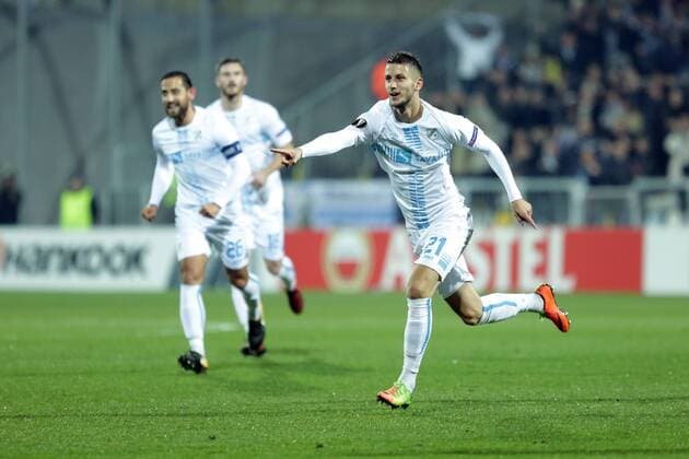 Fußball, EL, HNK Rijeka - AC Mailand UEFA Rijeka vs Milan - Rijeka, Croatia 07.12.2017., Rijeka, Croatia - UEFA Europa league, group D, round 6. kolo, HNK Rijeka - AC Milan. Jakov Puljic celebration after goal.  NelxPavletic PIXSELL