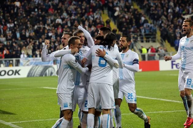 Fußball, EL, HNK Rijeka - AC Mailand UEFA Rijeka vs Milan - Rijeka, Croatia 07.12.2017., Rijeka, Croatia - UEFA Europa league, group D, round 6., HNK Rijeka - AC Milan. Zoran Kvrzic celebration after goal..  GoranxKovacic PIXSELL