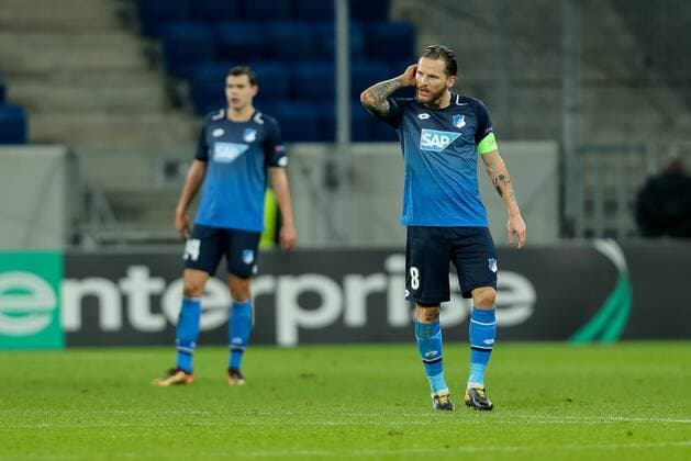Sinsheim, Deutschland 07.12.2017, UEFA Europa League - 2017 18 Season, Gruppenphase - Gruppe C - 6. Spieltag, TSG 1899 Hoffenheim - PFC Ludogorets 1945 , Eugen Polanski (TSG) enttaeuscht, enttaeuschung ( DeFodi507