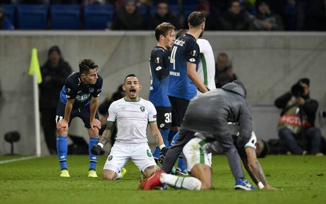 Nach Spielende: Schlussjubel Ludogorets Razgrad Natanael PFC Ludogorets Razgrad Enttäuschung bei Hoffenheim TSG 1899 Hoffenheim vs PFC Ludogorets Razgrad Europa League 07.12.2017 TSG 1899 Hoffenheim vs PFC Ludogorets Razgrad