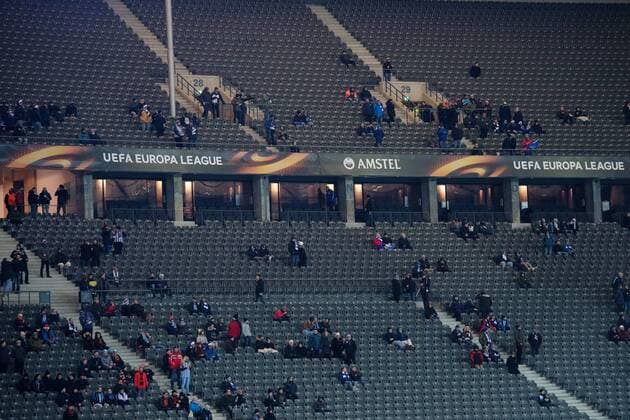 Fußball, EL, Hertha BSC - Östersunds FK 171207 Lite publik pa arenan inför fotbollsmatchen i Europa League mellan Hertha Berlin och Östersund den 7 december 2017 i Berlin. Copyright: PETTERxARVIDSON BB171207PA043