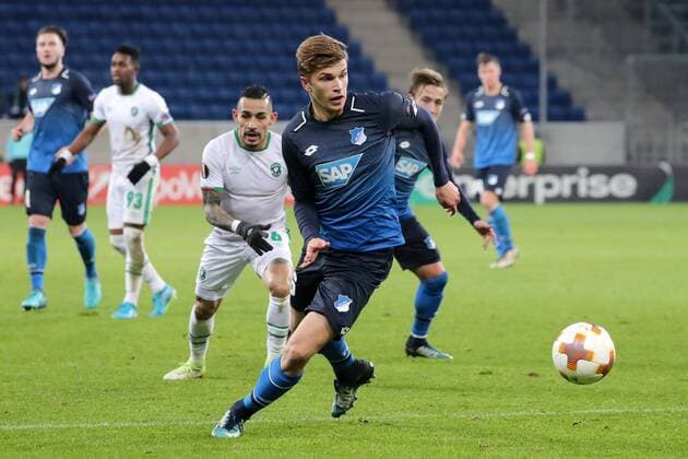 David Otto (Hoffenheim, 26), Aktion, Action, Spielszene, Fussball, UEFA Europa League, TSG 1899 Hoffenheim - PFK Ludogorez Rasgrad 1945,