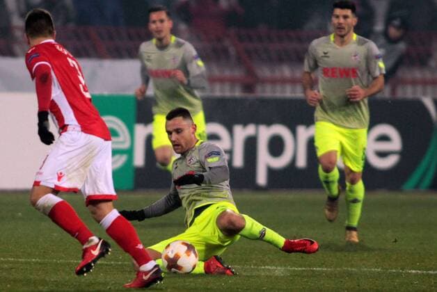 Fußball, EL, Roter Stern Belgrad - 1. FC Köln SOCCER - EL, Crvena Zvezda vs Kaln BELGRADE,SERBIA,07.DEC.17 - SOCCER - UEFA Europa League, FK Crvena Zvezda vs 1. FC Kaln. Image shows Christian Clemens (Kaln). GEPAxpictures xAleksandarxDjorovic