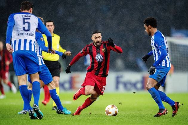 Fußball, EL, Hertha BSC - Östersunds FK 171207 Östersunds Saman Ghoddos under fotbollsmatchen i Europa League mellan Hertha Berlin och Östersund den 7 december 2017 i Berlin. Copyright: PETTERxARVIDSON BB171207PA081