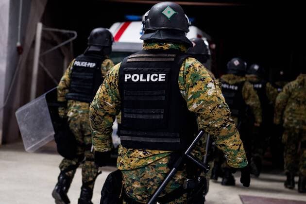 171207 Police after the Europa League match between FK Vardar and Rosenborg on December 7, 2017 in Skopje. Photo: Jon Olav Nesvold BILDBYRN kod JE 160096 Copyright: JONxOLAVxNESVOLD BB171207ZY008