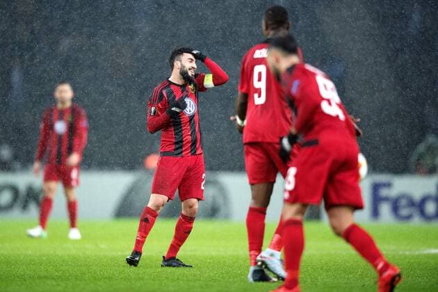 171207 Östersunds Brwa Nouri under fotbollsmatchen i Europa League mellan Hertha Berlin och Östersund den 7 december 2017 i Berlin. Copyright: PETTERxARVIDSON BB171207PA131