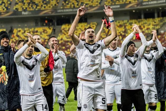 December 8, 2017: Jonathan Sabbatini 14 (FC Lugano) Vladimir Golemic 5 (FC Lugano) Radomir Milosavljevic 21 (FC Lugano) at the end of the UEFA Europa League 2017-2018, Group Stage, Groupe G game between FCSB Bucharest (ROU) and FC Lugano (CHE) at National Arena Stadium, Bucharest, Romania ROU.  Copyright: xCronos CatalinxSoarex cronoscs8122017115039