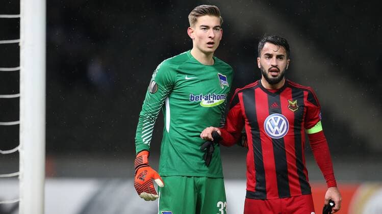 Berlin, Olympiastadion Berlin, Europa League, Hertha BSC gegen Östersunds FK Bild: Keeper Jonathan Klinsmann Fußball - Europa League - Hertha BSC - Östersunds FK