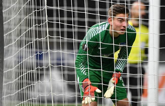 Jonathan Klinsmann (Torwart Hertha BSC), Hertha BSC Berlin - Östersunds FK Europa League, Gruppenphase, Rückspiel, Fußball, Fussball, soccer, Herren, Männer, Maenner, Deutschland, Germany Berlin, 7.12.2017, Olympiastadion