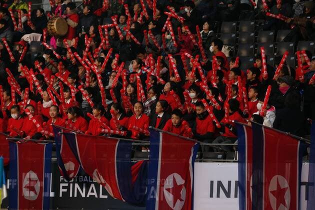 North Korea fans, DECEMBER 8, 2017 - Soccer : EAFF E-1 Football Championship 2017 Women s Final match between CHINA - North Korea at Fukuda Denshi Arena in Chiba, Japan. Noxthirdxpartyxsales  (ipha041624)