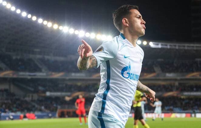 SAN SEBASTIAN, SPAIN - DECEMBER 07, 2017. 2017-18 UEFA Europa League Group L Round 6 football match: Real Sociedad (San Sebastian) - Zenit (St Petersburg) 1 - 3. Zenit St Petersburg s Leandro Paredes. Football, Match  Copyright: xAndreyxIvanovx