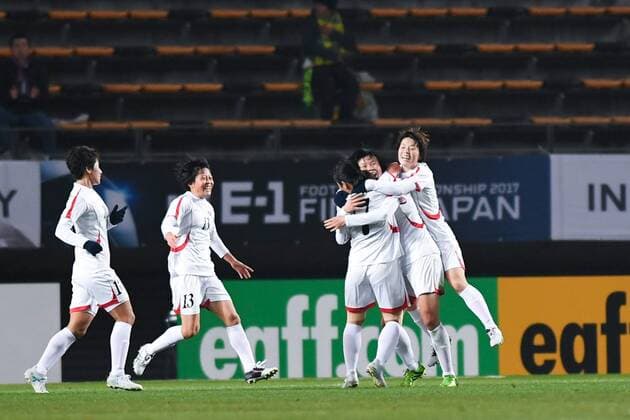 CHIBA, JAPAN - DECEMBER 08: Kim Yun Mi 12 of North Korea celebrates with team mates after scoring a goal during the EAFF E-1 Women s Football Championship between China and North Korea at Fukuda Denshi Arena on December 8, 2017 in Chiba, Japan.  Copyright: xVCGx CFP111140204443 