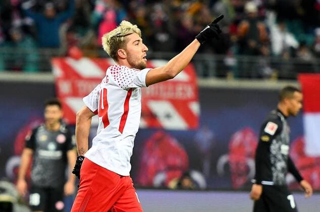 09.12.2017, xfux, Fussball 1.Bundesliga, RB Leipzig - FSV Mainz 05, emspor, v.l. Kevin Kampl (Rasenballsport RB Leipzig) Torjubel, Goal celebration, celebrate the goal zum 1:0 Leipzig