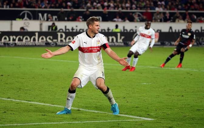 VfB Stuttgart - Bayer 04 Leverkusen Deutschland, Stuttgart, 08.12.2017, Fussball, Bundesliga, Saison 2017 2018, 15. Spieltag, VfB Stuttgart - Bayer 04 Leverkusen: Simon Terodde (VfB Stuttgart).