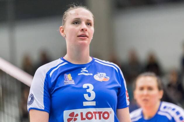 Tereza Patockova (VfB Suhl, 3); Porträt, Einzelbild, Volleyball, 1. Bundesliga Frauen, Schwarz-Weiß Erfurt - VfB 91 Suhl Lotto Thüringen,